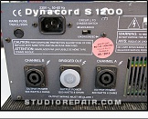Dynacord S 1200 - Rear View * Mains Inlet and Channel Outputs