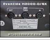 Eventide H3000-D/SX - Rear Panel * MIDI In/Thru/Out
