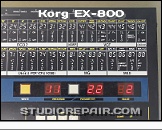 Korg EX-800 - Panel View * Parameter Reference: DCO2, Noise, VCF, Chorus, DEG3, MG & MIDI