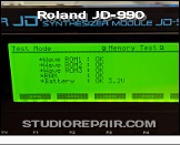 Roland JD-990 - Display * Test Menu - OS Version 1.05