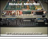 Roland MKS-80 - Front Panel Removed * The CPU board contains a 8051 MCU to control both voice boards as well as all peripherals like buttons, LEDs and the LCD.
