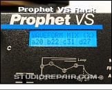 SCI Prophet VS Rack - Display * WAVEFORM MIX (%) a20 b22 c31 d27