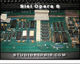 Siel Opera 6 - Digital Circuitry * Right front the two Texas Instruments TMS3631 tone generators, left rear the Texas Instruments TMS7000 8-bit microcontroller.