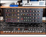 Studio Electronics P-Five - Front View * Front view of the P-Five on top of its originator, Sequential Circuit's Prophet-5.