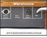 Wersivoice FM 76 S - Rear View * Remote Control Input & Mains Inlet