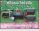 Rhodes Chroma - I/O Board - D/A Converter * Model 2101 - I/O Board: Reference D/A converter (AD7523 8-bit DAC). It adjusts the scale factor of the pitch by trimming the Main D/A converter's reference voltage.