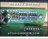 Rhodes Chroma - Noise Source * Model 2101 - Channel Mother Board: Two MM5837 Digital Noise Sources are summed together and splitted afterwards into white and pink noise (filtered)