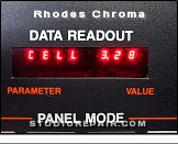 Rhodes Chroma - Front Panel * Model 2101 - Data readout display showing the voltage of newly replaced batteries