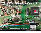 Alesis QuadraVerb 2 - Mainboard * Q2MAIN PCB 9-40-1128 Rev.E - AKM AK4318A DAC, Philips SAA7360 18-bit/48kHz ADC, Alesis DSP-ASIC made by AMI (American Microsystems Inc.) with 512kB DRAM.