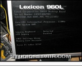 Lexicon 960L - Boot Screen * Intel SU810 NLX Form Factor Motherboard / Intel Celeron CPU 533MHz & 32MB System RAM