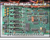 Roland Alpha Juno-2 - Circuitry * Roland ASICs: DCO (Type RD87123), S&H (Type 7302) and VCF/VCA (Type IR3R05)