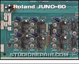 Roland Juno-60 - VCA Section * Board OPH161 / PCB 052H370C - Voltage Controlled Amplifiers - One Roland BA662 OTA per Voice