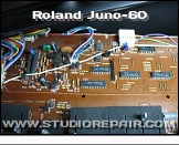 Roland Juno-60 - Memory * IC11 and IC12 is the battery backed-up patch memory. 1k x 4 bit per chip = 1 kilo byte
