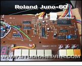 Roland Juno-60 - Right Panel PCB * The right hand panel PCB contains the Intel 8251 USART for the DCB connection