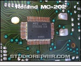 Roland MC-202 - Microcontroller * A Mask Programmed 8-bit Microcontroller Unit (NEC µPD78C06G).