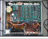 Roland MKS-80 - Guts * The CPU board contains a 8051 MCU to control both voice boards as well as all peripherals like buttons, LEDs and the LCD.
