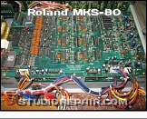 Roland MKS-80 - CEM-less Voice Board * Each voice board has its own 8051 Slave-MCU with separate ROM and DAC. This is a latter version with an installed DAC adaptor board and Roland's IR3R03 VCOs - all Curtis CEMs are gone...
