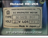 Roland RE-201 - Drive Motor * Pioneer Precision Machinery Corp. DC Brushless Motor Type M-502E-B02 24V