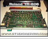 Roland TR-808 - Taken Apart * Frame with both the CPU and cymbal PCB, button board removed