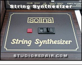 Solina String Synthesizer - Panel * Left Hand Controller - Logotype & Power Switch