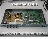 Yamaha FS1R - Opened * Opened FS1R. The PCBs are mounted upside-down (as you can see by reading the Yamaha lettering on the right-hand side) so what you see here is a removed bottom plate.