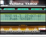 Yamaha TX802 - Display * Test Program ROM Version 1.3 - TEST V1.3 27-OCT-87 / Push ENTER