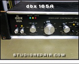 dbx 165A - Panel View * Panel Controls (Power, Stereo Coupler, Threshold, Compression, Attack)