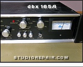 dbx 165A - Panel View * Panel Controls (Release, Peak Stop Level, Meter Mode, Output Gain, Bypass, VU Meter)